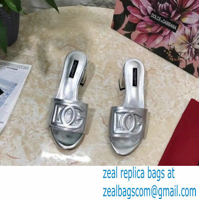 Dolce  &  Gabbana Heel 6.5cm Calfskin Mules Silver With DG Millennials Logo 2021